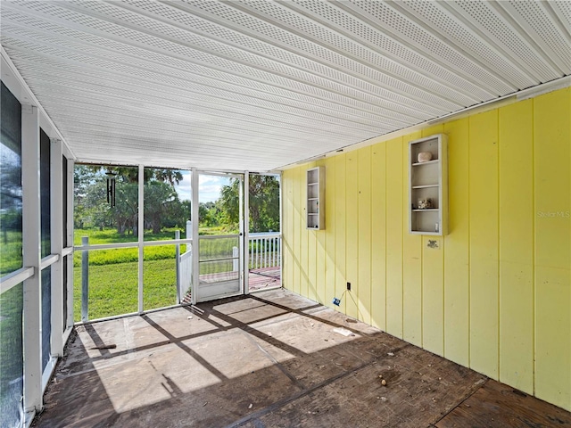 view of unfurnished sunroom