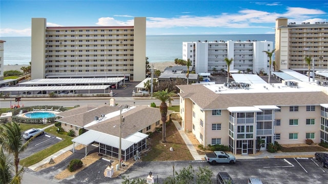 bird's eye view featuring a water view