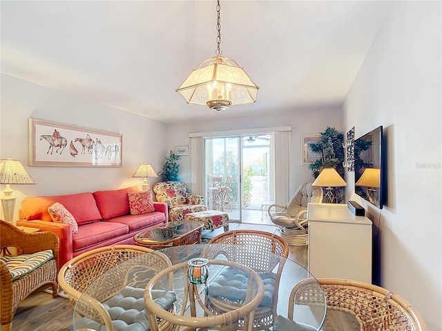 living room with hardwood / wood-style flooring