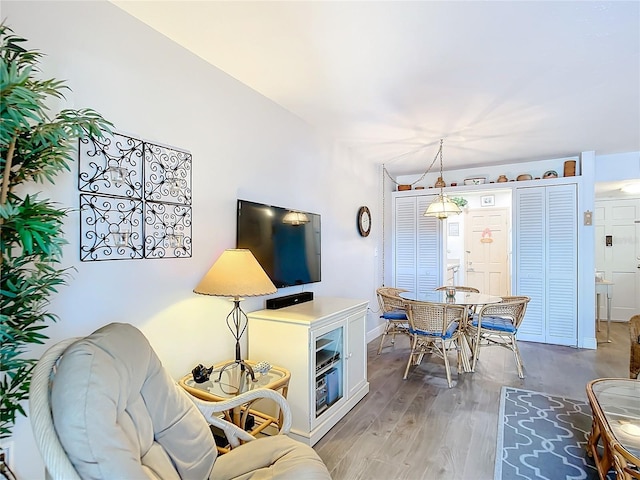 living room with hardwood / wood-style flooring