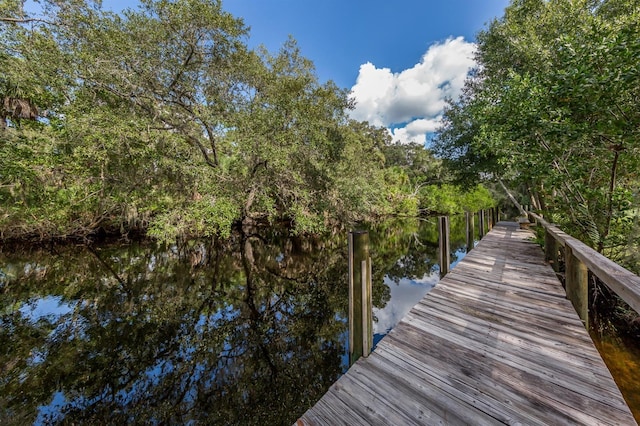 view of dock featuring a water view