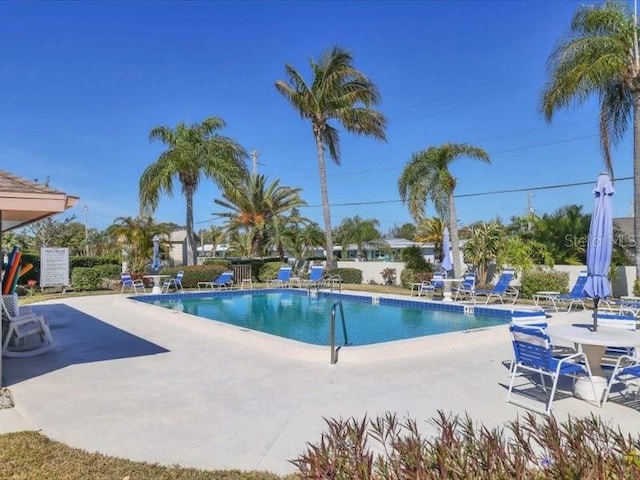 view of pool featuring a patio