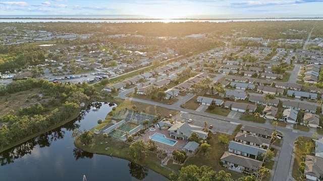 bird's eye view featuring a water view