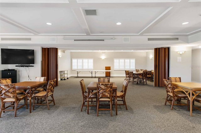 view of carpeted dining room