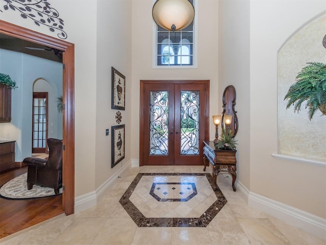 entrance foyer with french doors