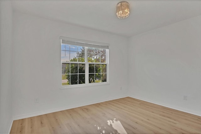 unfurnished room with light wood-type flooring