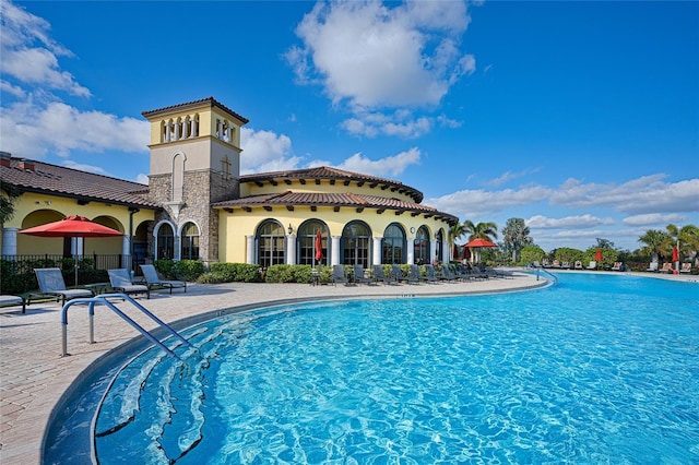 view of pool with a patio area