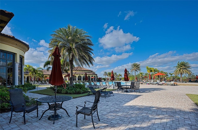 view of patio featuring a gazebo