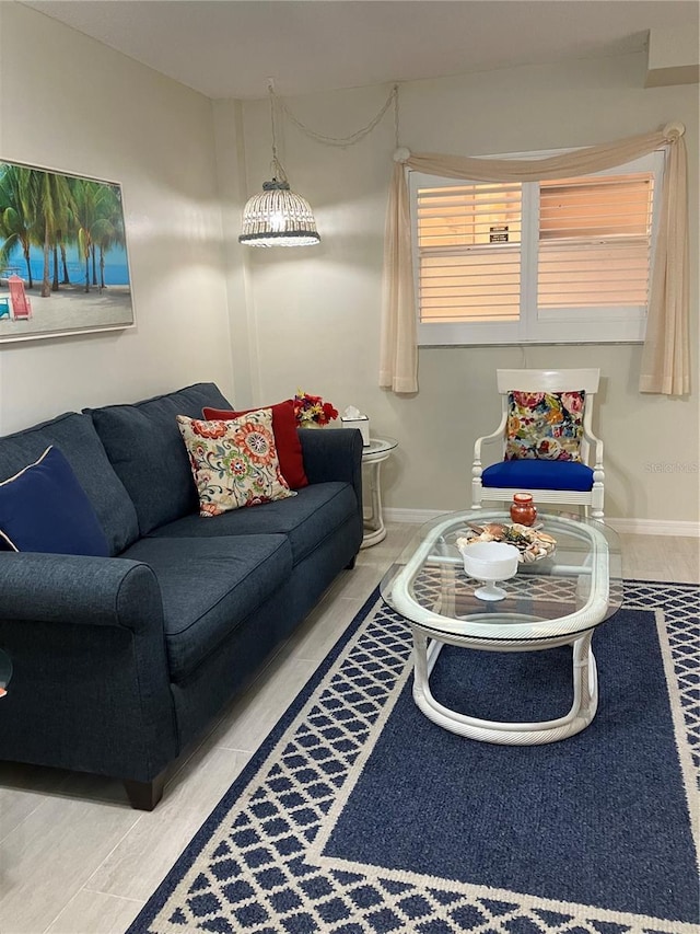 view of tiled living room