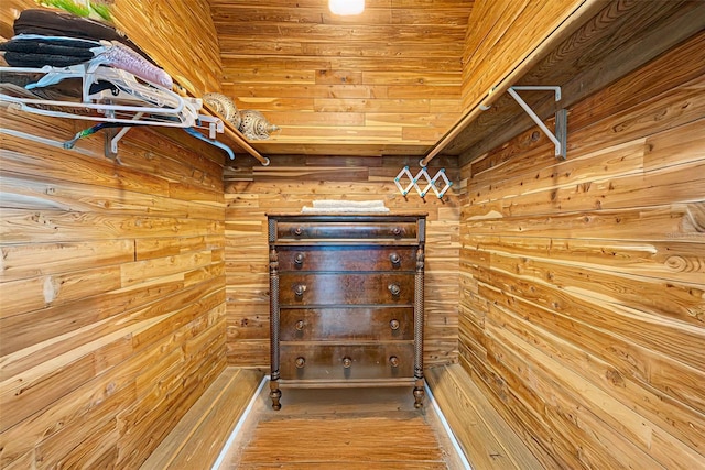 walk in closet featuring light hardwood / wood-style floors