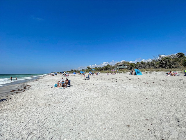 property view of water featuring a view of the beach