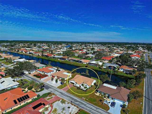 bird's eye view featuring a water view