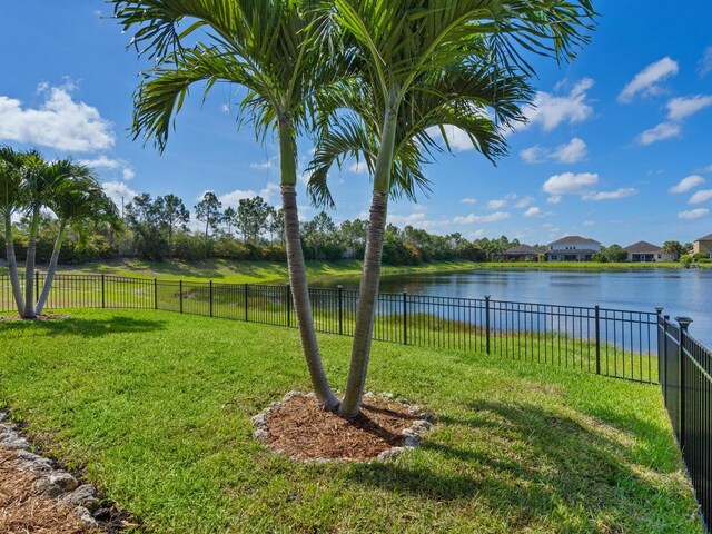 view of yard with a water view