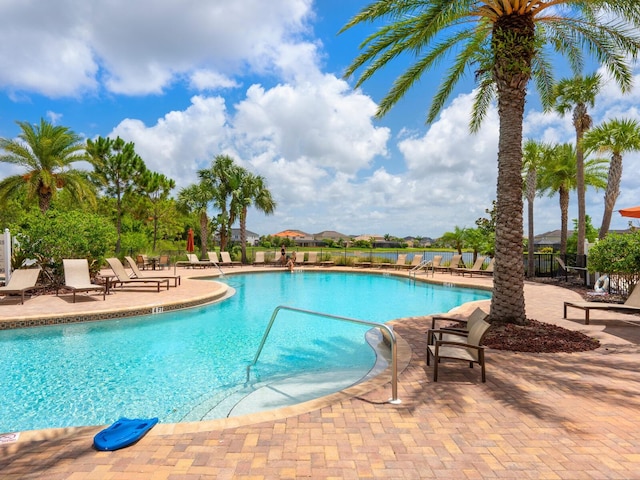 view of pool featuring a patio