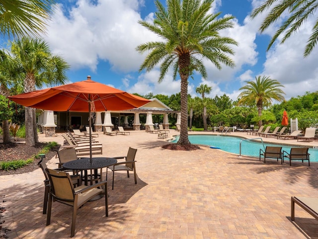 view of pool featuring a patio area