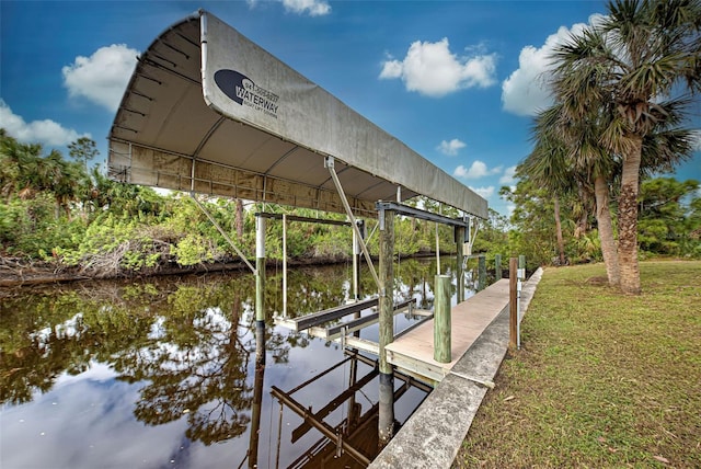 dock area featuring a water view