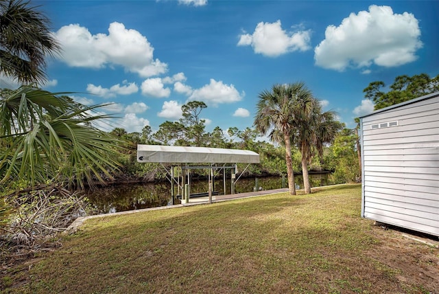 view of yard with a water view