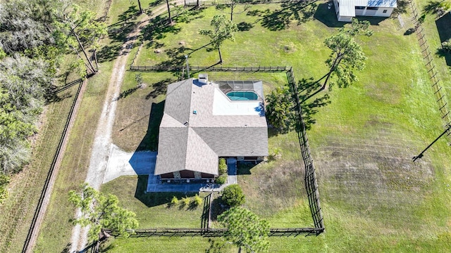 bird's eye view with a rural view