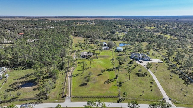 drone / aerial view with a view of trees