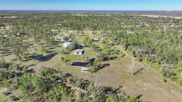 aerial view with a wooded view