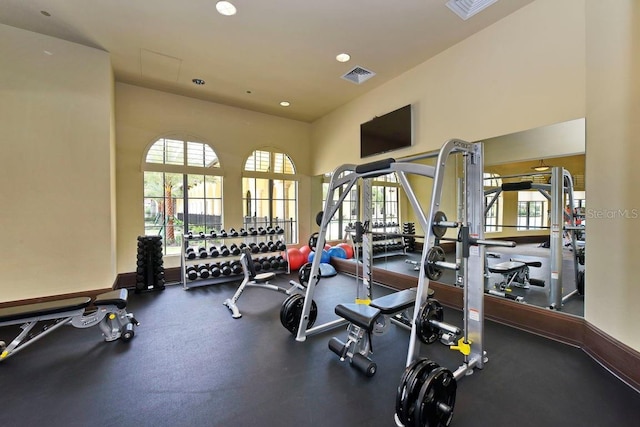 exercise room featuring plenty of natural light