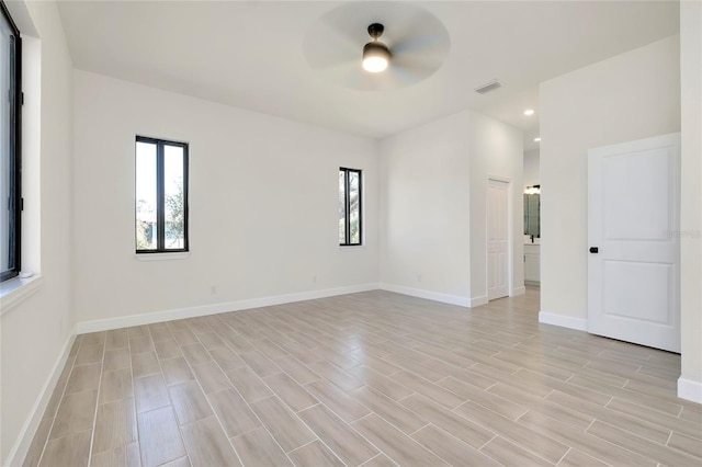 spare room featuring ceiling fan