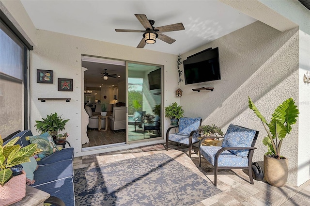 view of patio with ceiling fan