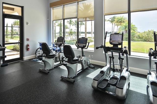 exercise room featuring a wealth of natural light