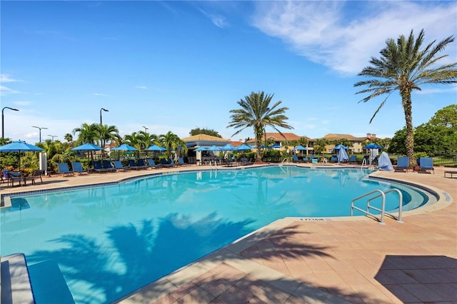 pool featuring a patio area