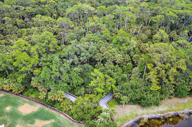 bird's eye view with a view of trees