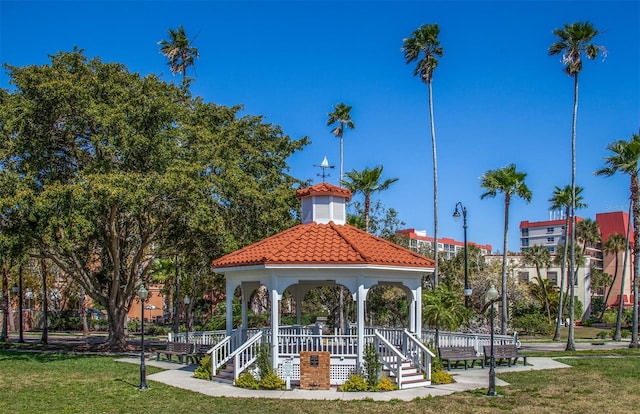 view of home's community featuring a gazebo and a yard