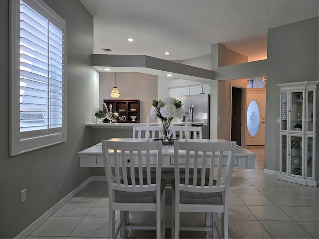 view of tiled dining area