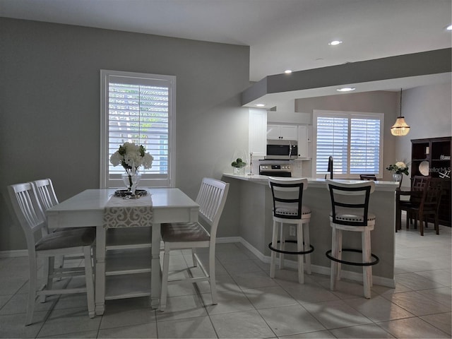 view of tiled dining room