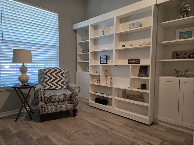 living area featuring hardwood / wood-style flooring