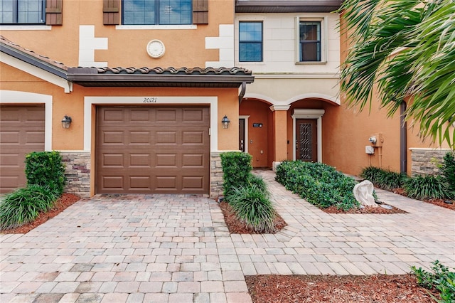 view of front of house with a garage