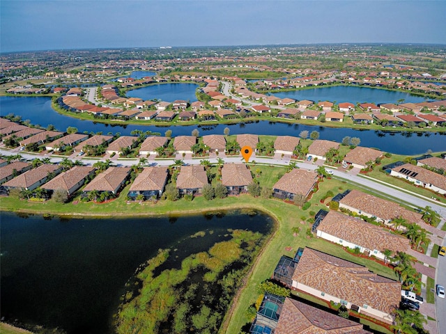 bird's eye view featuring a water view