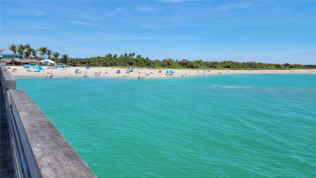 view of water feature with a view of the beach