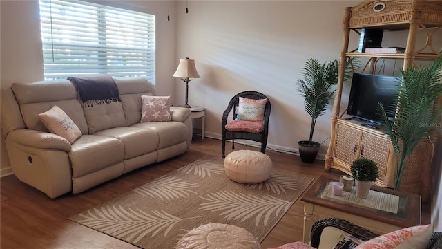 300 Base Ave E Unit 123, Venice, FL 34285 - living room with wood finished floors and baseboards
