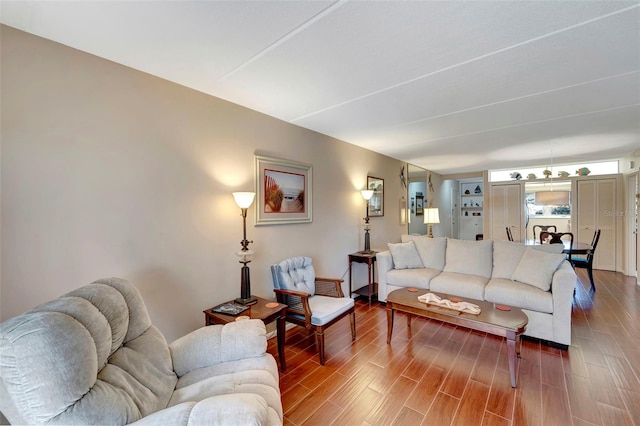 living room with wood-type flooring