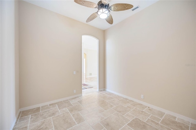 spare room featuring ceiling fan