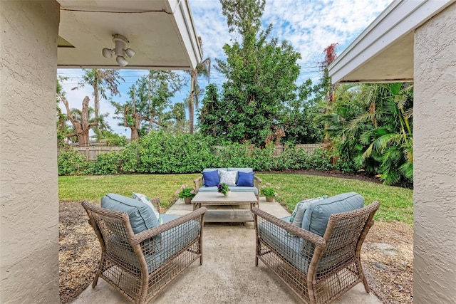 view of patio featuring outdoor lounge area