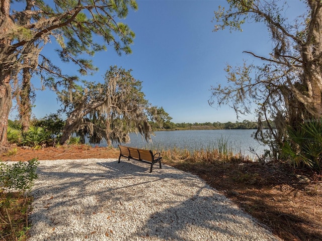 view of yard with a water view