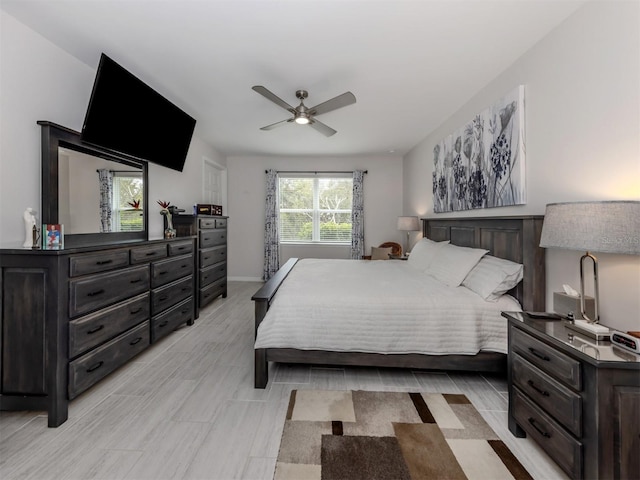 bedroom featuring ceiling fan