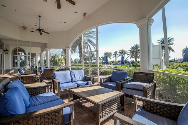 view of patio / terrace featuring outdoor lounge area and ceiling fan