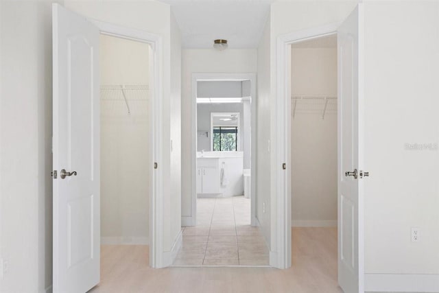 hall featuring light hardwood / wood-style flooring