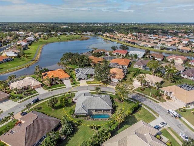 bird's eye view featuring a water view