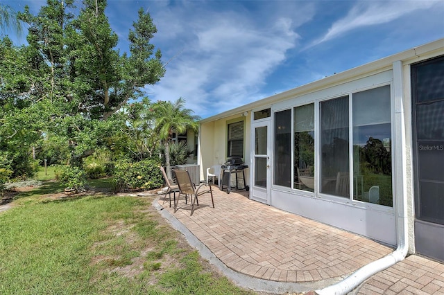 view of patio / terrace with a grill