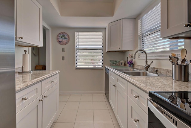 kitchen with dishwasher, white cabinetry, plenty of natural light, and sink