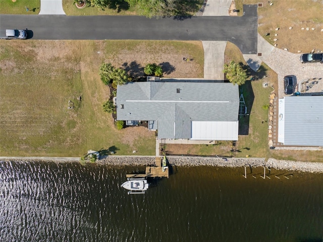 bird's eye view featuring a water view