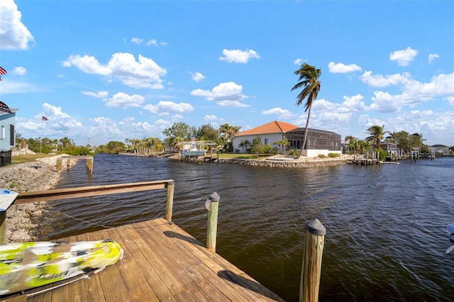 dock area featuring a water view